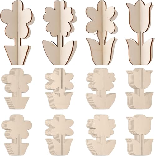 24 Stück unlackierte Holz-Bastelarbeiten, niedliche Blumenfrühlings-Holzrohlinge zum Bemalen oder Beizen, unlackierte Holzscheiben zum Basteln, Dekorieren, 4 Stile, 3D-DIY, unlackierte Holzausschnitte 24 Stück unlackierte Holz-Bastelarbeiten, niedliche Blumenfrühlings-Holzrohlinge zum Bemalen oder Beizen, unlackierte Holzscheiben zum Basteln, Dekorieren, 4 Stile, 3D-DIY, unlackierte Holzausschnitte von Metany