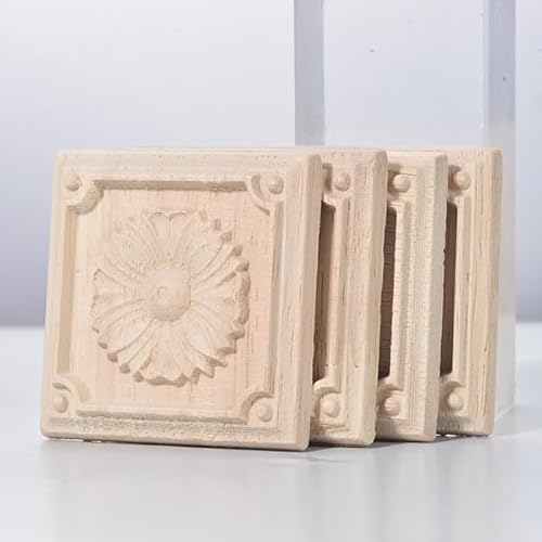 Dekorative Holzblumen-Applikationen, 6 x 6 cm, klein, unlackiert, quadratisch, für Möbel, Schrank, Dekoration, 4 Stück Dekorative Holzblumen-Applikationen, 6 x 6 cm, klein, unlackiert, quadratisch, für Möbel, Schrank, Dekoration, 4 Stück von Metany