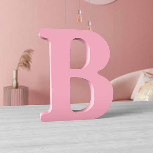 MeteoraPrime Holzbuchstaben, Rosa, 15 cm, unfertig, für Wanddekoration, dekorative Buchstaben, stehend, rosa Buchstaben, in Blöcken, für Wanddekoration für Projekte (B) von MeteoraPrime