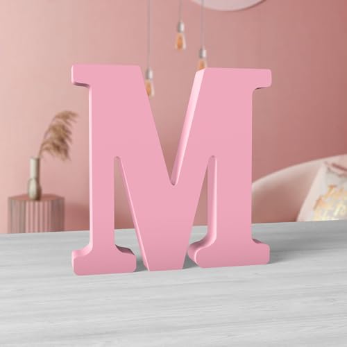 MeteoraPrime Holzbuchstaben, Rosa, 15 cm, unfertig, für Wanddekoration, dekorative Buchstaben, stehend, rosa Buchstaben, in Blöcken, für Wanddekoration für Projekte (M) von MeteoraPrime