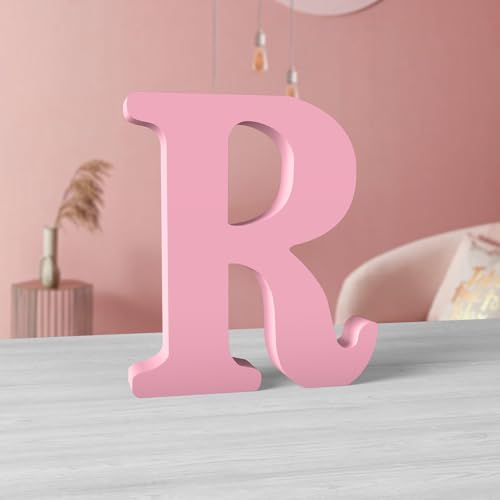 MeteoraPrime Holzbuchstaben, Rosa, 15 cm, unfertig, für Wanddekoration, dekorative Buchstaben, stehend, rosa Buchstaben, in Blöcken, für Wanddekoration für Projekte (R) von MeteoraPrime