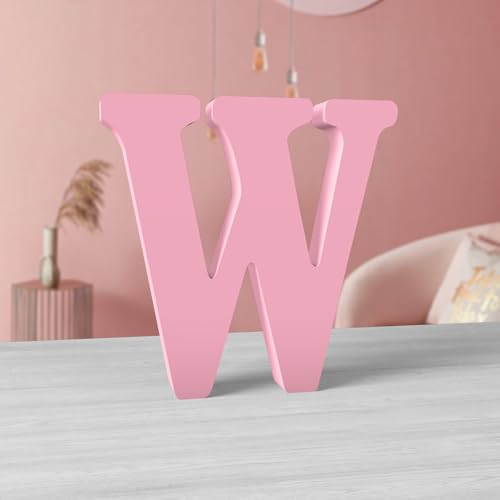 MeteoraPrime Holzbuchstaben, Rosa, 15 cm, unfertig, für Wanddekoration, dekorative Buchstaben, stehend, rosa Buchstaben, in Blöcken, zur Wanddekoration für Projekte (W) von MeteoraPrime