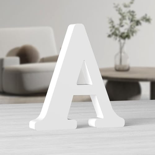 MeteoraPrime Holzbuchstaben, Weiß, 25,4 cm, unlackiert, für Wanddekoration, stehende Buchstaben, dekorativ, große Buchstaben für Wanddekoration für Partyprojekte zu Hause (A) von MeteoraPrime