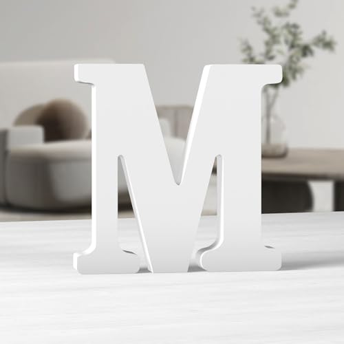 MeteoraPrime Holzbuchstaben, weiß, 15,2 cm, Holzbuchstaben, unlackiert, für Wanddekoration, stehende Buchstaben, dekorativ, große Buchstaben für Wanddekoration, für Partyprojekte zu Hause (M) von MeteoraPrime