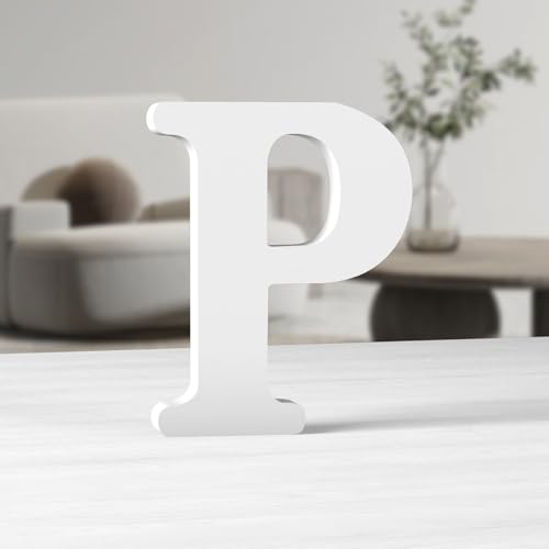 MeteoraPrime Holzbuchstaben, weiß, 15,2 cm, Holzbuchstaben, unlackiert, für Wanddekoration, stehende Buchstaben, dekorativ, große Buchstaben für Wanddekoration, für Partyprojekte zu Hause (P) von MeteoraPrime