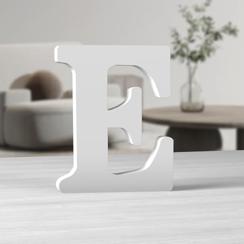 MeteoraPrime Holzbuchstaben, weiß, 15,2 cm, Holzbuchstaben, unlackiert, für Wanddekoration, stehende Buchstaben, dekorativ, große Buchstaben für Wanddekoration für Partyprojekte zu Hause (E) von MeteoraPrime