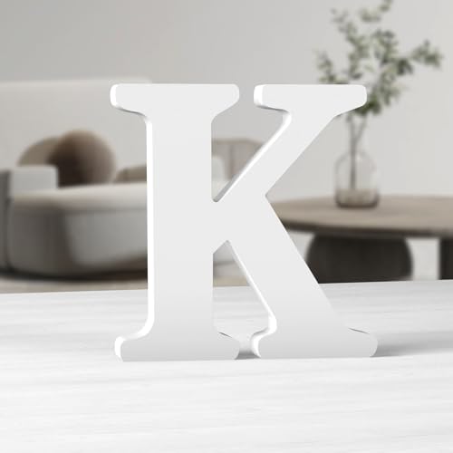 MeteoraPrime Holzbuchstaben, weiß, 15,2 cm, Holzbuchstaben, unlackiert, für Wanddekoration, stehende Buchstaben, dekorativ, große Buchstaben für Wanddekoration für Partyprojekte zu Hause (K) von MeteoraPrime