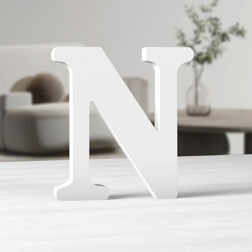 MeteoraPrime Holzbuchstaben, weiß, 15,2 cm, Holzbuchstaben, unlackiert, für Wanddekoration, stehende Buchstaben, dekorativ, große Buchstaben für Wanddekoration für Partyprojekte zu Hause (N) von MeteoraPrime