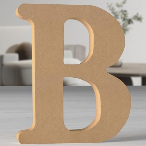 MeteoraPrime Holzbuchstaben in Originalfarbe, 30 cm, unlackiert, für Wanddekoration, dekorative Buchstaben, stehend, originelle Buchstaben aus Blöcken für Wanddekoration (B) von MeteoraPrime