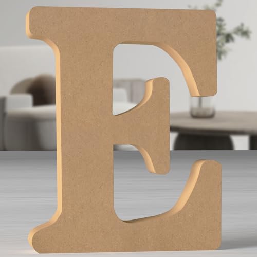 MeteoraPrime Holzbuchstaben in Originalfarbe, 30 cm, unlackiert, für Wanddekoration, dekorative Buchstaben, stehend, originelle Buchstaben aus Blöcken für Wanddekoration (E) von MeteoraPrime