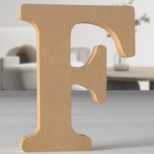 MeteoraPrime Holzbuchstaben in Originalfarbe, 30 cm, unlackiert, für Wanddekoration, dekorative Buchstaben, stehend, originelle Buchstaben aus Blöcken für Wanddekoration (F) von MeteoraPrime
