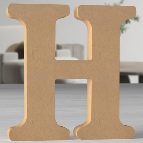 MeteoraPrime Holzbuchstaben in Originalfarbe, 30 cm, unlackiert, für Wanddekoration, dekorative Buchstaben, stehend, originelle Buchstaben aus Blöcken für Wanddekoration (H) von MeteoraPrime