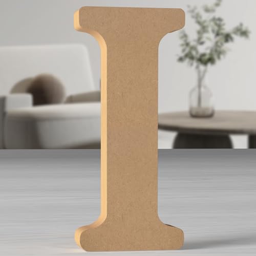 MeteoraPrime Holzbuchstaben in Originalfarbe, 30 cm, unlackiert, für Wanddekoration, dekorative Buchstaben, stehend, originelle Buchstaben aus Blöcken für Wanddekoration (I) von MeteoraPrime