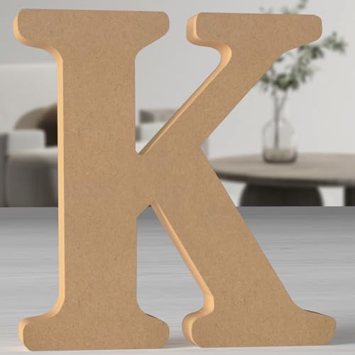 MeteoraPrime Holzbuchstaben in Originalfarbe, 30 cm, unlackiert, für Wanddekoration, dekorative Buchstaben, stehend, originelle Buchstaben aus Blöcken für Wanddekoration (K) von MeteoraPrime