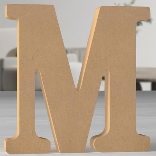 MeteoraPrime Holzbuchstaben in Originalfarbe, 30 cm, unlackiert, für Wanddekoration, dekorative Buchstaben, stehend, originelle Buchstaben aus Blöcken für Wanddekoration (M) von MeteoraPrime