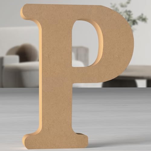 MeteoraPrime Holzbuchstaben in Originalfarbe, 30 cm, unlackiert, für Wanddekoration, dekorative Buchstaben, stehend, originelle Buchstaben aus Blöcken für Wanddekoration (P) von MeteoraPrime