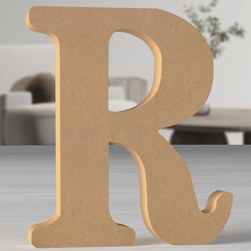 MeteoraPrime Holzbuchstaben in Originalfarbe, 30 cm, unlackiert, für Wanddekoration, dekorative Buchstaben, stehend, originelle Buchstaben aus Blöcken für Wanddekoration (R) von MeteoraPrime