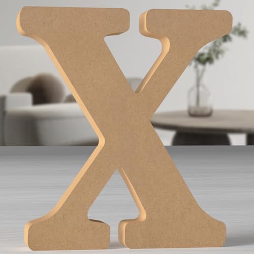 MeteoraPrime Holzbuchstaben in Originalfarbe, 30 cm, unlackiert, für Wanddekoration, dekorative Buchstaben, stehend, originelle Buchstaben aus Blöcken für Wanddekoration (X) von MeteoraPrime