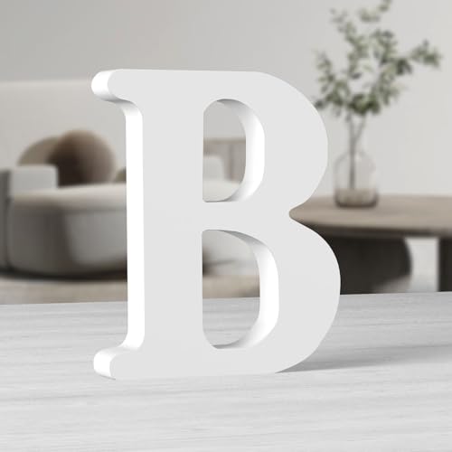 MeteoraPrime Holzbuchstaben in Weiß, 25,4 cm (10 Zoll), unlackiert, für Wanddekoration, stehende Buchstaben, dekorativ, große Buchstaben für Wanddekoration für Partyprojekte zu Hause (B) von MeteoraPrime