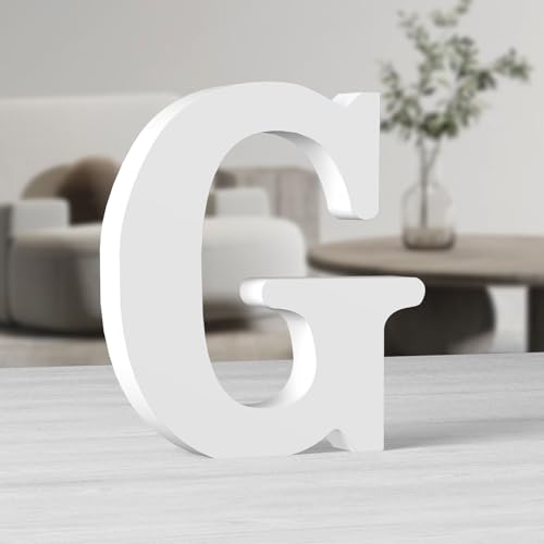MeteoraPrime Holzbuchstaben in Weiß, 25,4 cm (10 Zoll), unlackiert, für Wanddekoration, stehende Buchstaben, dekorativ, große Buchstaben für Wanddekoration für Partyprojekte zu Hause (G) von MeteoraPrime