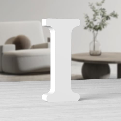 MeteoraPrime Holzbuchstaben in Weiß, 25,4 cm (10 Zoll), unlackiert, für Wanddekoration, stehende Buchstaben, dekorativ, große Buchstaben für Wanddekoration für Partyprojekte zu Hause (I) von MeteoraPrime