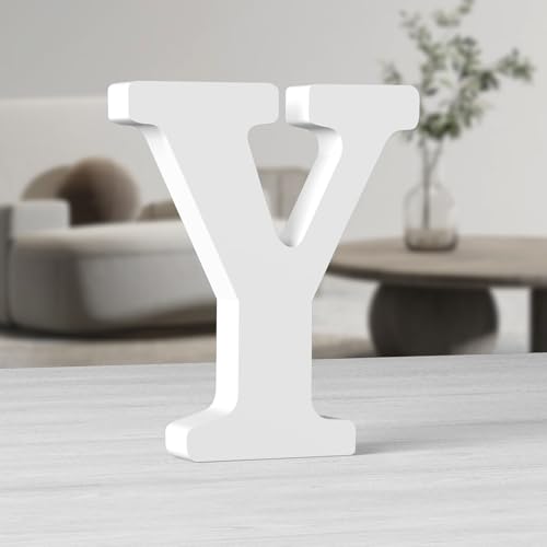 MeteoraPrime Holzbuchstaben in Weiß, 25,4 cm (10 Zoll), unlackiert, für Wanddekoration, stehende Buchstaben, dekorativ, große Buchstaben für Wanddekoration für Partyprojekte zu Hause (Y) von MeteoraPrime