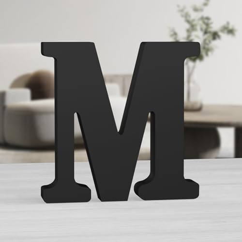 MeteoraPrime Schwarze Holzbuchstaben, 20 cm, unfertig, für Wanddekoration, dekorative Buchstaben, stehend, schwarze Buchstaben, in Blöcken, für Wanddekoration für Projekte (M) von MeteoraPrime