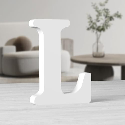 MeteoraPrime Weiße Holzbuchstaben, 25,4 cm, unlackiert, für Wanddekoration, stehende Buchstaben, dekorativ, große Buchstaben für Wanddekoration für Partyprojekte zu Hause (L) von MeteoraPrime