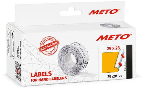 Meto Etiketten für Handauszeichner (29x28 mm, 2-zeilig, 3.500 Stück, ﬂuor orange, permanent haftend, für METO, Contact, Sato, Avery, Tovel, Samark etc.) von Meto
