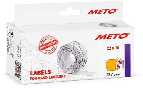 Meto Etiketten für Handauszeichner (22 x 16 mm, 2-zeilig, 6.000 Stück, fluor orange, permanent haftend, für METO, Contact, Sato, Avery, Tovel, Samark etc.) von Meto
