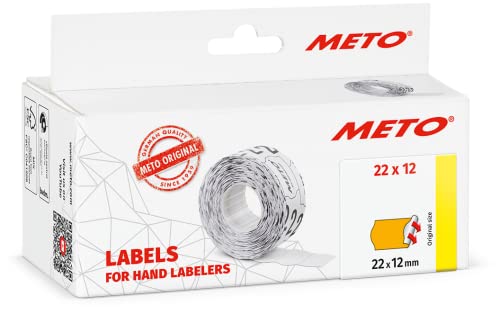 Meto Etiketten für Handauszeichner (22x12 mm, 1-zeilig, 6.000 Stück, fluor orange, permanent, für Meto, Contact, Sato, Avery, Tovel, Samark etc.) von Meto