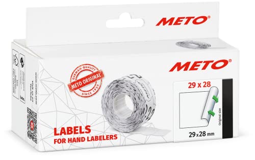 Meto Etiketten für Handauszeichner (29 x 28 mm, 3-zeilig, 3.500 Stück, weiß, wiederablösbar, für METO, Contact, Sato, Avery, Tovel, Samark etc.) von Meto