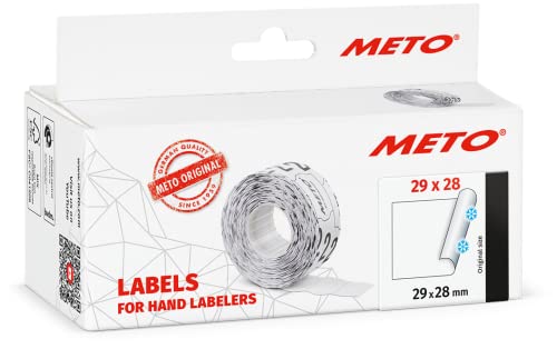 Meto Etiketten für Handauszeichner (29x28 mm, 3-zeilig, 3.500 Stück, weiß, multifunktional permanent und tiefkühl, für METO, Contact, Sato, Avery, Tovel, Samark etc.) von Meto
