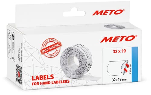 Meto Etiketten für Handauszeichner (32x19 mm, 2-zeilig, 5.000 Stück, weiß, permanent haftend, für METO, Contact, Sato, Avery, Tovel, Samark etc.) von Meto
