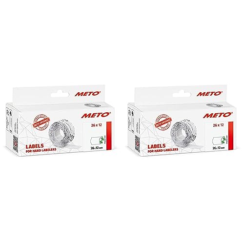 Meto Etiketten für Preisauszeichner (26x12 mm, 1-zeilig, 6.000 Stück, weiß, wiederablösbar, für Meto, Hutner, Avery, Contact, Sato, Tovel etc.) (Packung mit 2) von Meto