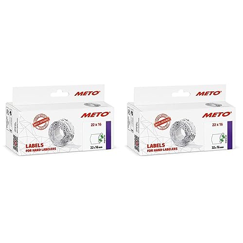 Meto Handauszeichner Etiketten (22x16 mm, 1-zeilig, 6.000 Stück, weiß, wiederablösbar, für Meto, Contact, Sato, Avery, etc.) (Packung mit 2) von Meto