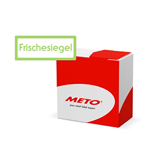 Meto Original Siegeletiketten - Frischesiegel - in praktischer Spenderbox (60 x 24 mm, Grün, Permanent, 750 Etiketten auf Rolle, Klebesiegel) von Meto