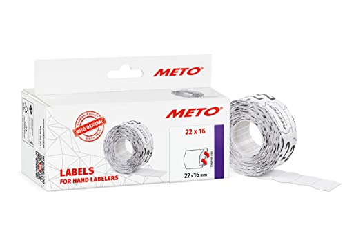 Meto Preisauszeichner Etiketten (22x16 mm, 2-zeilig, 6.000 Stück, weiß, permanent, Preisetiketten für Meto, Contact, Sato, Avery, Tovel, Samark etc.) von Meto