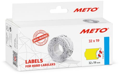 Meto Preisauszeichner Etiketten (32x19 mm, 2-Zeilig, 5.000 Stück, fluor gelb, permanent, Preisetiketten für Meto, Contact, Sato, Avery, Tovel, Samark etc.) von Meto