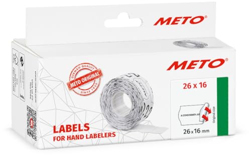 Meto Preisauszeichner Etiketten - Vordruck « A consommer jusqu’au » (26x16 mm, 2-zeilig, 6.000 Preisetiketten, fluor rot, permanent von Meto