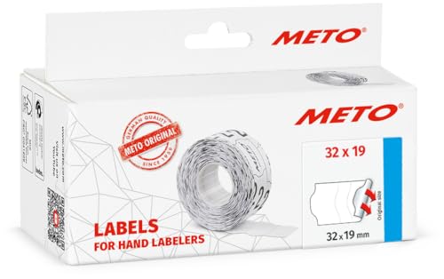 Meto Preisauszeichner Etiketten mit Sicherheitsschnitt (32x19 mm, 2-zeilig, 5.000 Preisetiketten, weiß, permanent, für METO, Contact, Sato, Avery, Tovel, Samark etc.) von Meto