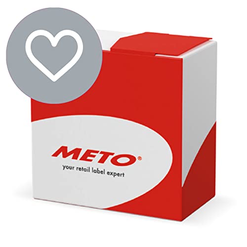 Meto Promotion Etiketten in Spendbox (33mm rund, Pastel-Grau, permanent klebend, 500 Herz Aufkleber pro Etikettenrolle) von Meto