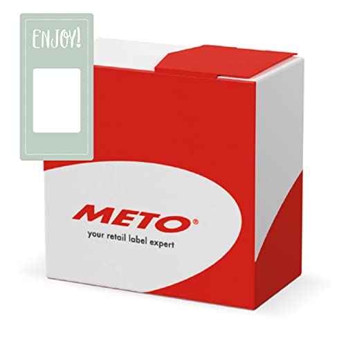 Meto Promotion Etiketten in Spendbox (50x100mm, Pastel-Grün, permanent klebend, 500 Enjoy Aufkleber pro Etikettenrolle) von Meto