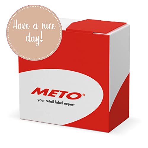 Meto Promotion Etiketten in Spendbox (80mm rund, Pastel-Braun, permanent klebend, 500 Have a nice day Aufkleber pro Etikettenrolle) von Meto