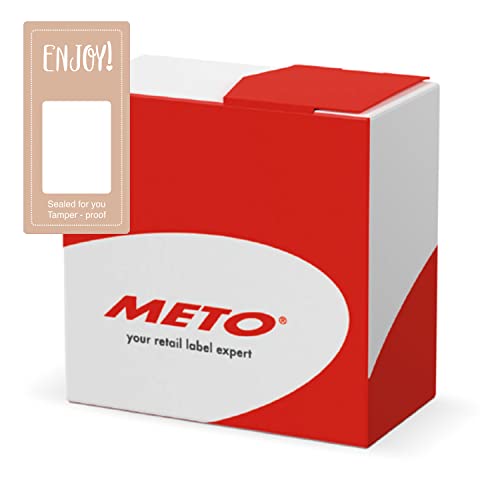 Meto Siegeletiketten in Spendbox (50x100 mm, Pastel-Braun, permanent klebend, Sicherheitsschnitt, 500 Enjoy Aufkleber pro Etikettenrolle) von Meto