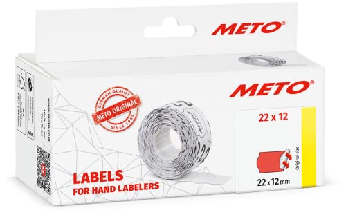 Original Meto Etiketten für Preisauszeichner (22x12 mm, 1-zeilig, 6.000 Stück, permanent, fluor rot, Preisetiketten für Meto, Contact, Sato, Avery, Tovel, Samark etc.) von Meto