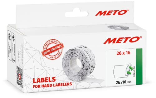 Meto Preisauszeichner Etiketten (26x16 mm, 2-zeilig, 6.000 Stück, weiß, wiederablösbar, Preisetiketten für Meto, Contact, Sato, Avery, Tovel, Samark etc.) von Meto