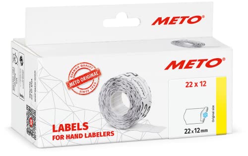 Original Meto Preisauszeichner Etiketten 9517182 (22x12 mm, 6000 Stück, multifunktion permanent - tiefkühl, Preisetiketten für Meto, Contact, Sato, Avery, Tovel, etc.) 6 Rollen, weiß von Meto