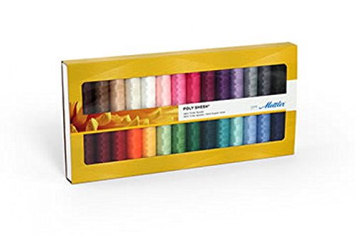 Mettler Polysheen Maschinen-Stickgarn, Polyester, Geschenk-Set, mehrfarbig, 28 Stück von Mettler