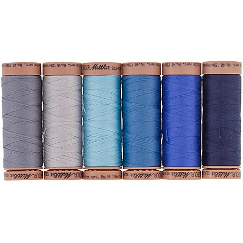 Mettler Silk Finish Cotton "Blau/Grau", Stärke: 40, Inhalt: 6x 150 m von Mettler